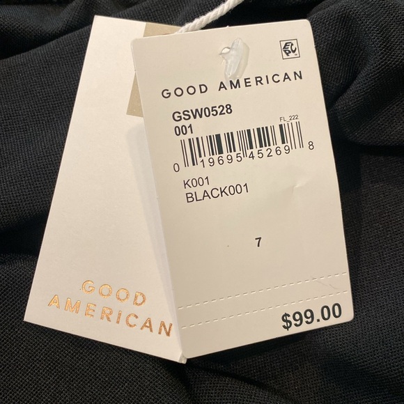 Good American Strapless Ruched One-Piece Black Swimsuit - Picture 6 of 9